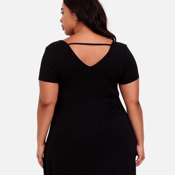 Torrid Women's Size 00 Mini Trapeze Dress Black Medium Short Sleeve Casual M - Picture 6 of 8